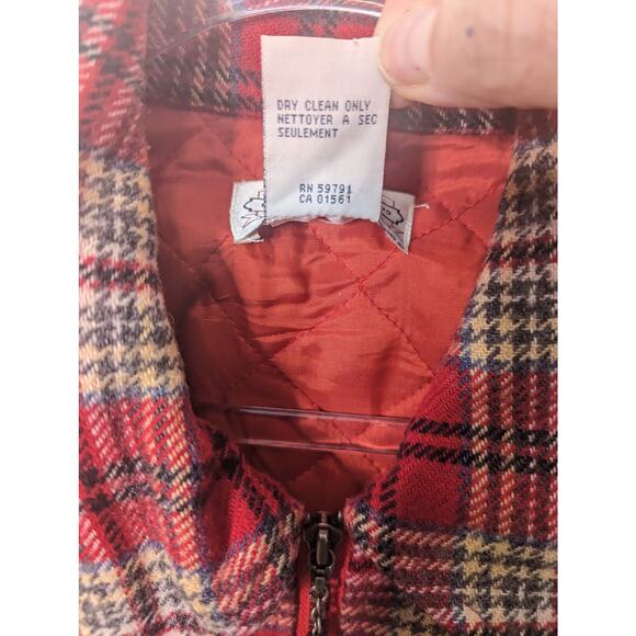 Vintage 90's Cambridge Dry Goods Red Tweed Zip Shacket Wool Blend Size Large - Picture 5 of 8